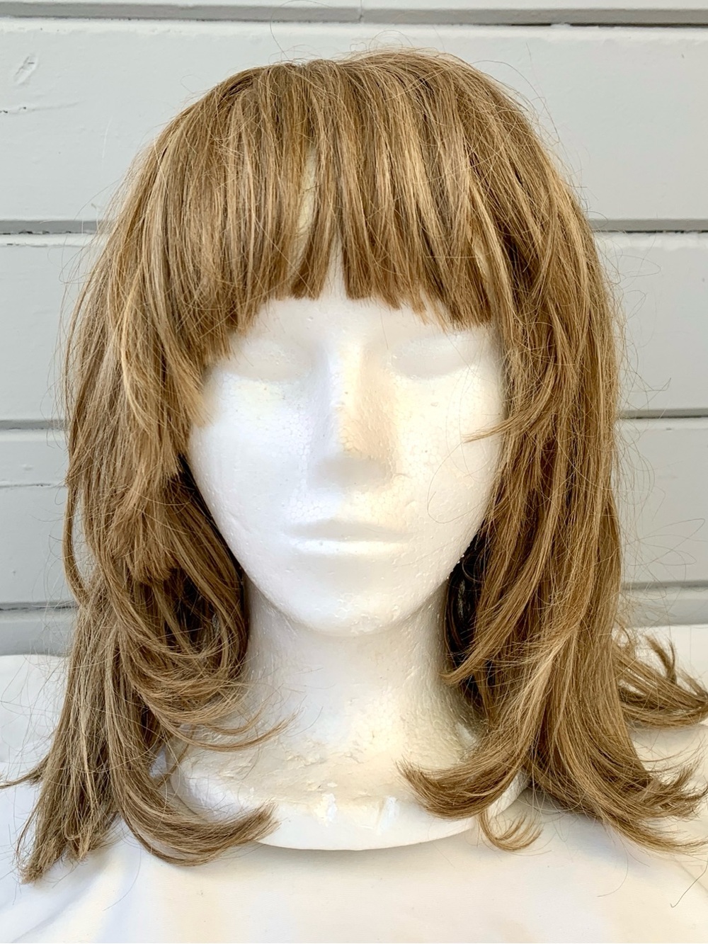 70s Shag Wig Honey Blonde Layered Bangs Vintage Faux Hair Stevie Nicks